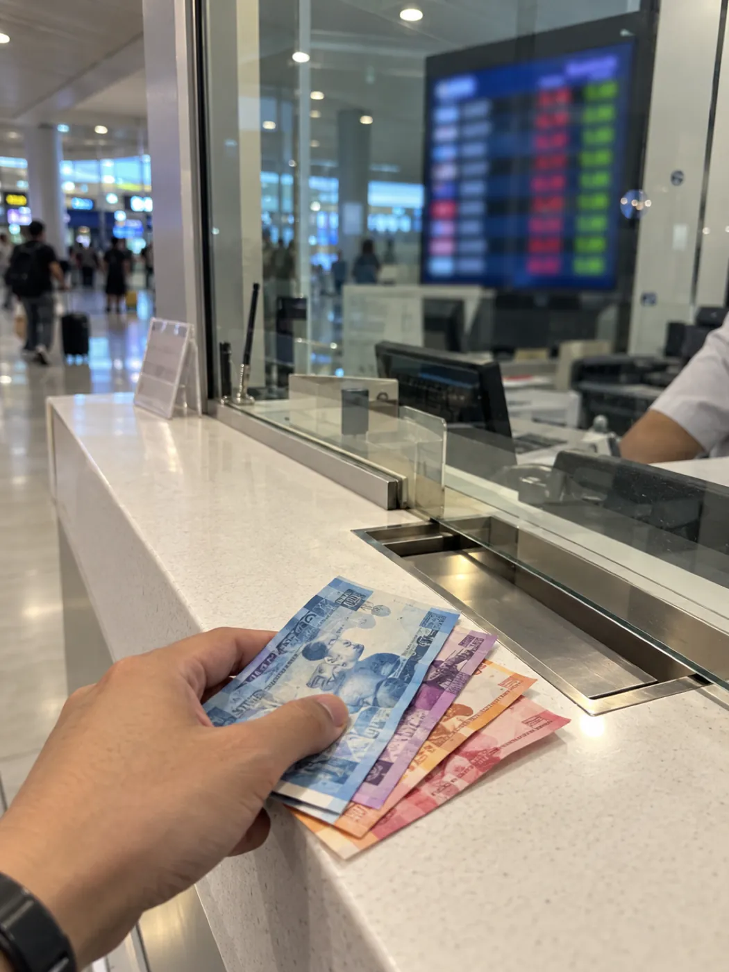 클락 공항 도착 — 도착층 시설: 환전소·ATM·유심 카운터 정리